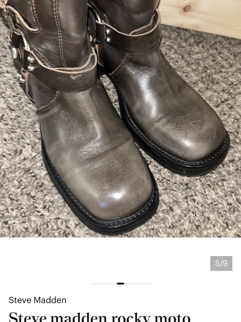 Steve Madden Brown Buckle Combat Boots with Silver Hardware - Picture 5 of 5